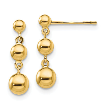 14K Gelbgold Abgestuft 3 Kugel Ohrstecker