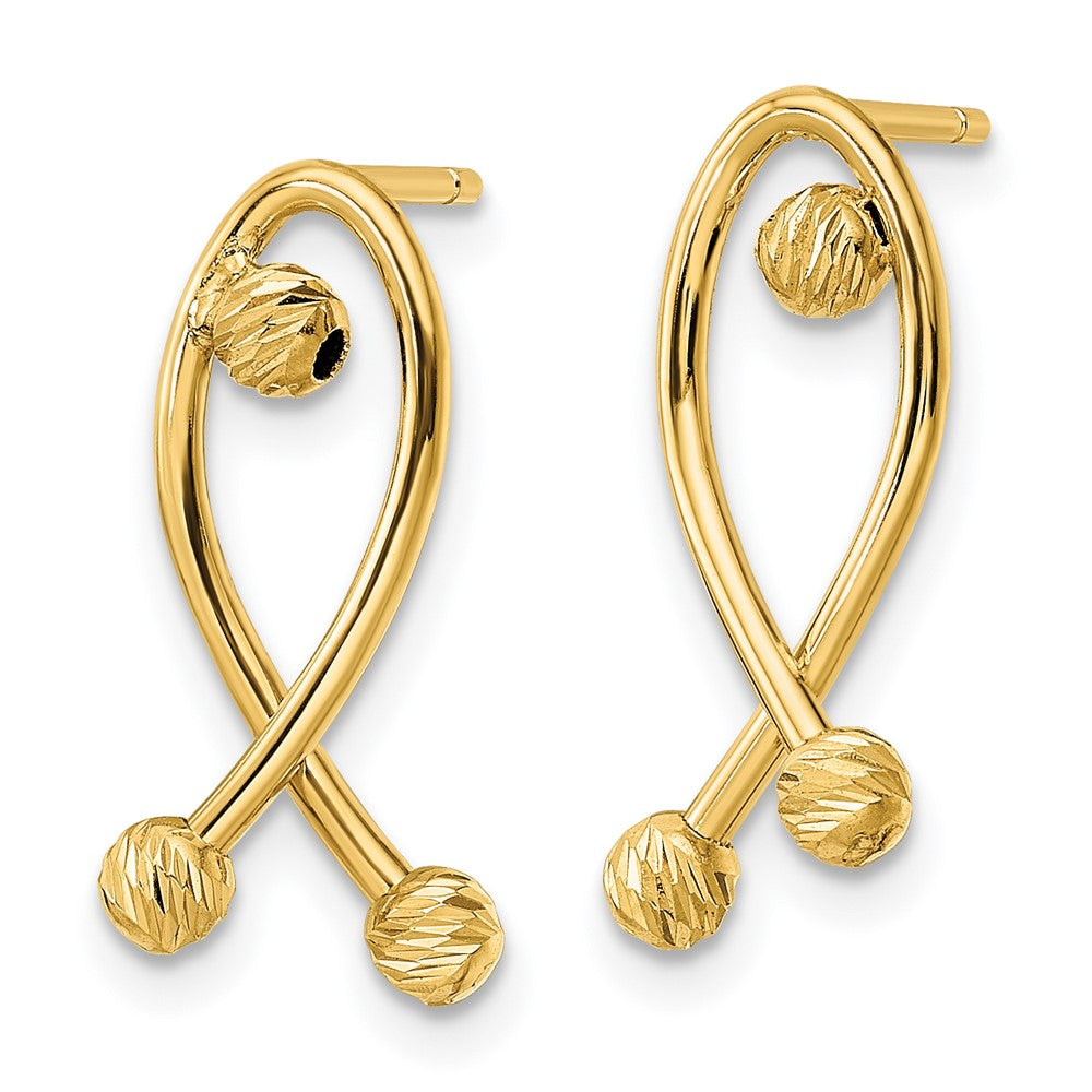 14K Gelbgold Poliert Diamantiert Fantasie Ohrstecker