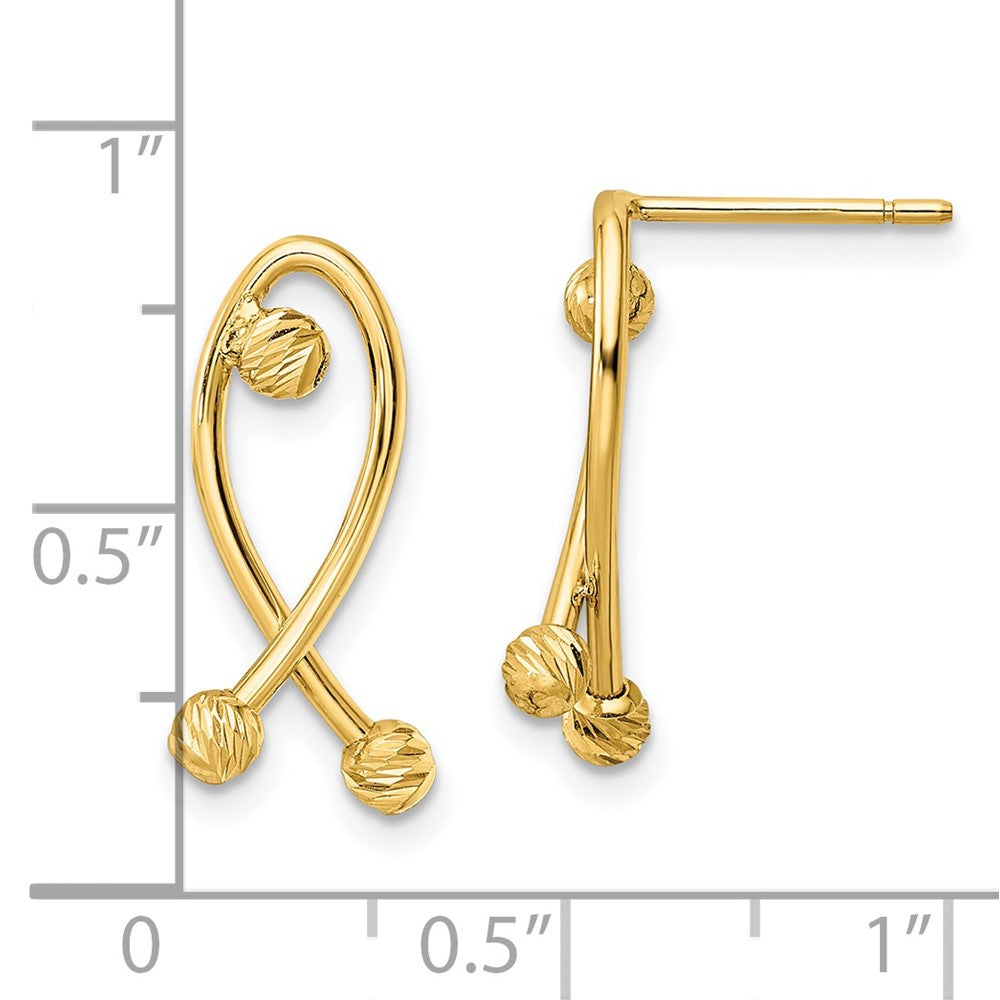 14K Gelbgold Poliert Diamantiert Fantasie Ohrstecker