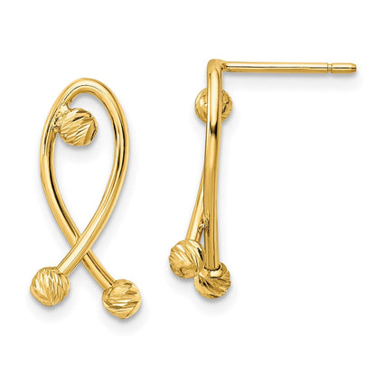 14K Gelbgold Poliert Diamantiert Fantasie Ohrstecker