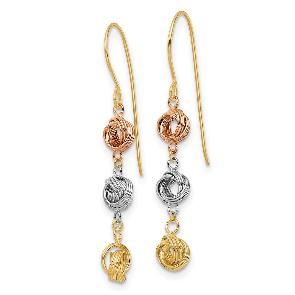 14K Tricolor Liebe Knoten Ohrhänger