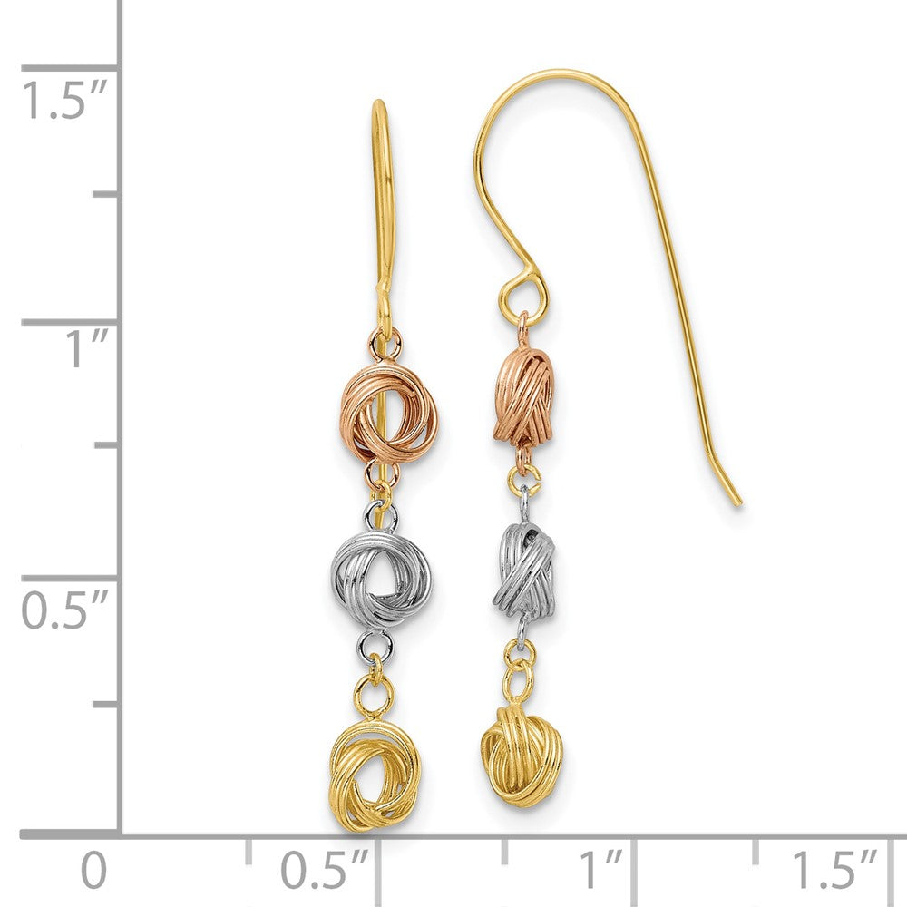 14K Tricolor Liebe Knoten Ohrhänger