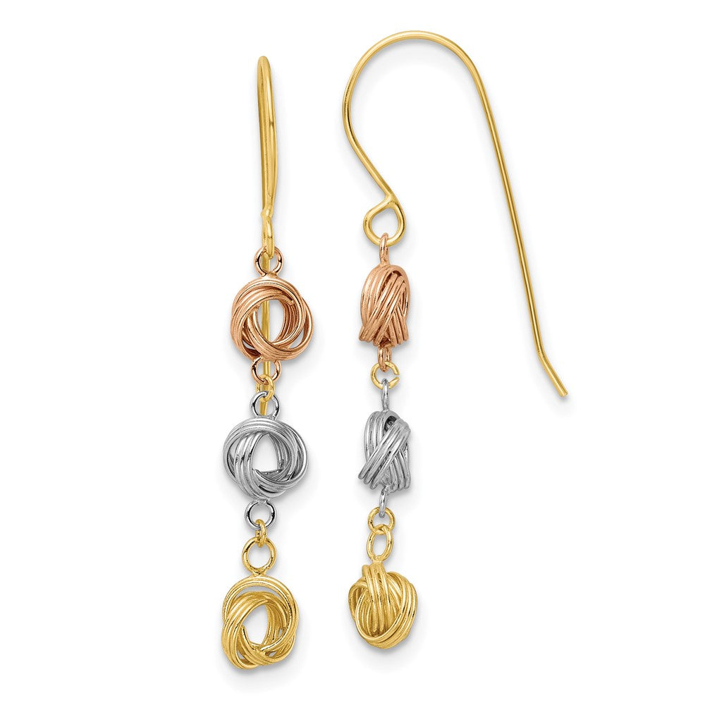 14K Tricolor Liebe Knoten Ohrhänger