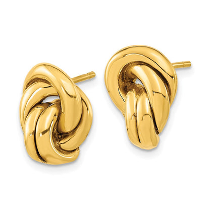14K Gelbgold Poliert Liebe Knoten Hohl Ohrstecker