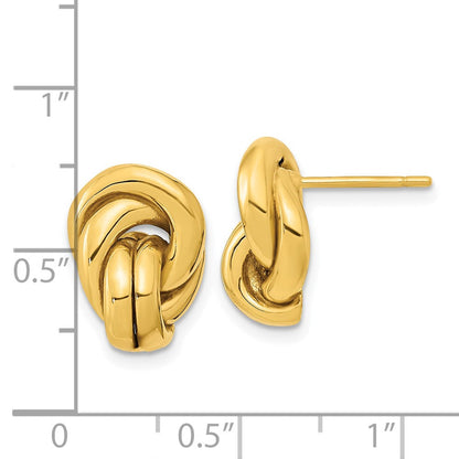 14K Gelbgold Poliert Liebe Knoten Hohl Ohrstecker
