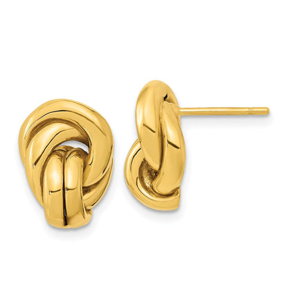 14K Gelbgold Poliert Liebe Knoten Hohl Ohrstecker