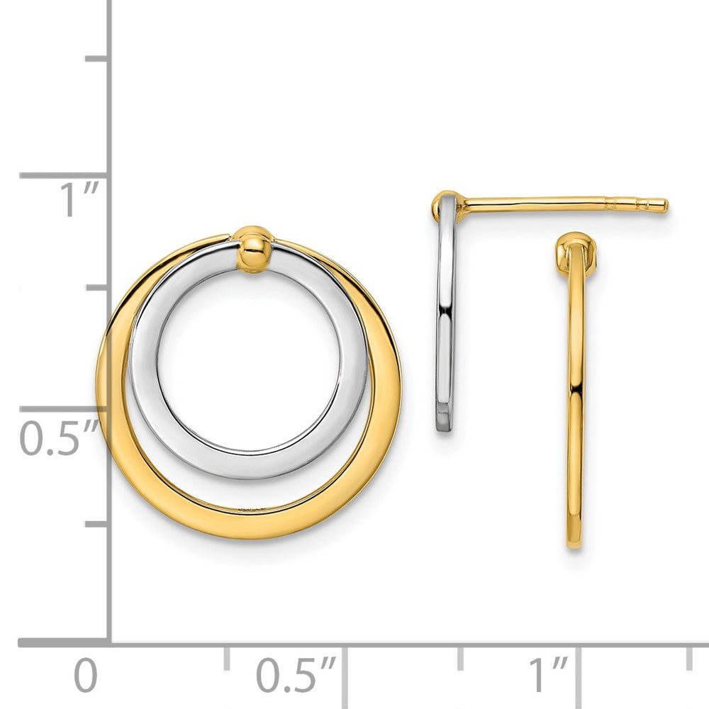 14K Bicolor Kreis Vorderseite und Rückseite Ohrstecker