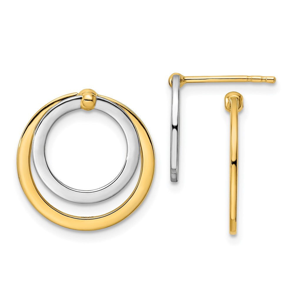 14K Bicolor Kreis Vorderseite und Rückseite Ohrstecker