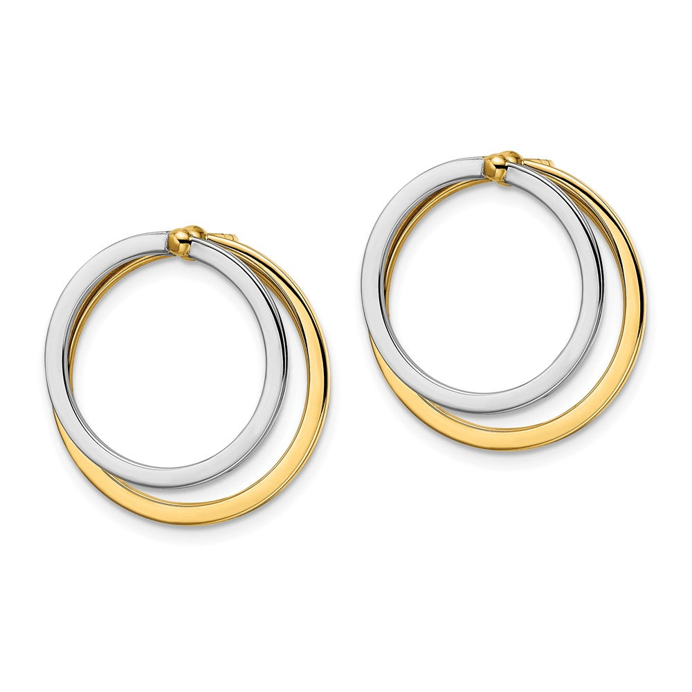 14K Bicolor Kreis Vorderseite und Rückseite Ohrstecker