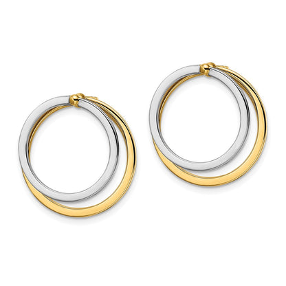 14K Bicolor Kreis Vorderseite und Rückseite Ohrstecker