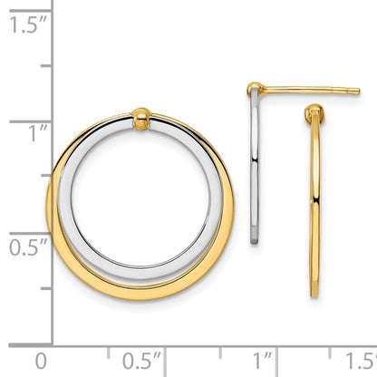 14K Bicolor Kreis Vorderseite und Rückseite Ohrstecker