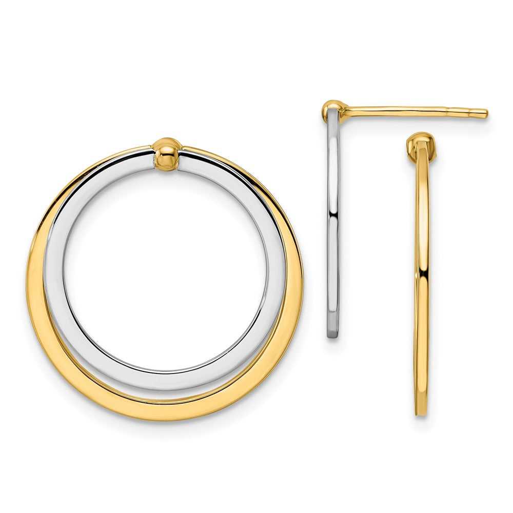 14K Bicolor Kreis Vorderseite und Rückseite Ohrstecker