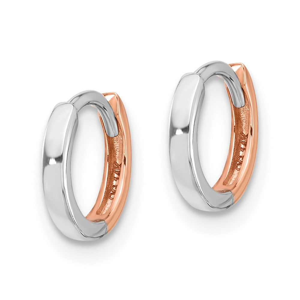14K Bicolor Rose und Weißgold 1.75mm Klappbar Creolen