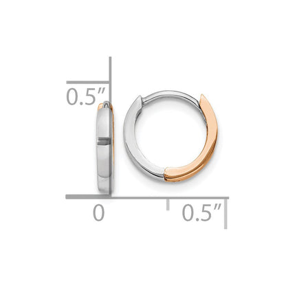 14K Bicolor Rose und Weißgold 1.75mm Klappbar Creolen