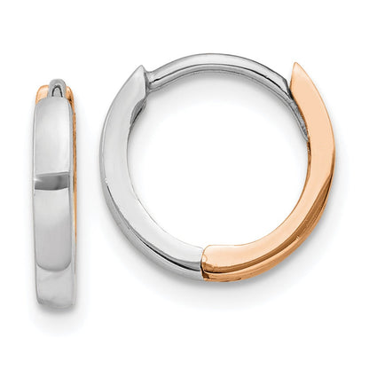 14K Bicolor Rose und Weißgold 1.75mm Klappbar Creolen