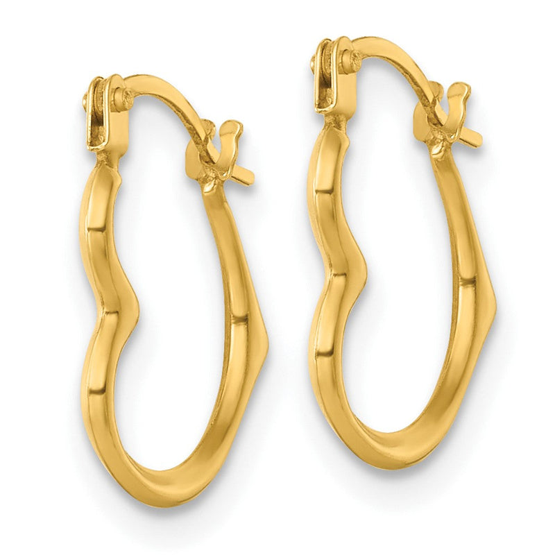 14K Gelbgold Poliert Herz Form Creolen