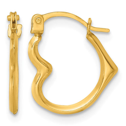 14K Gelbgold Poliert Herz Form Creolen