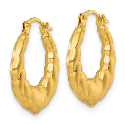 14K Gelbgold Poliert Herzen Creolen