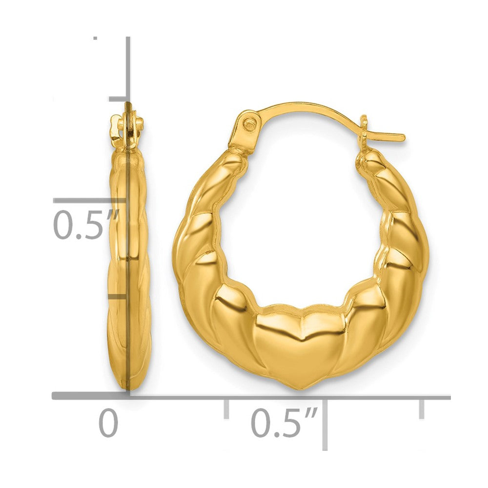 14K Gelbgold Poliert Herzen Creolen