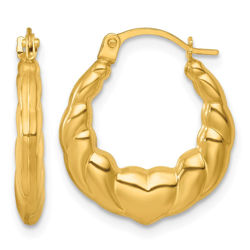 14K Gelbgold Poliert Herzen Creolen