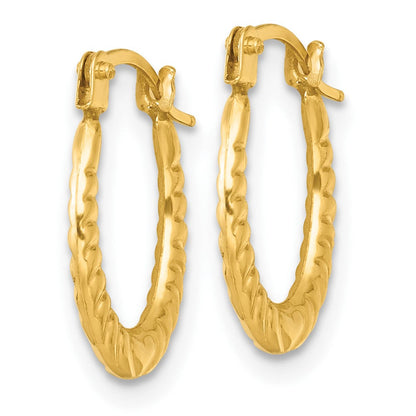 14K Gelbgold Poliert Herz Oval Creolen