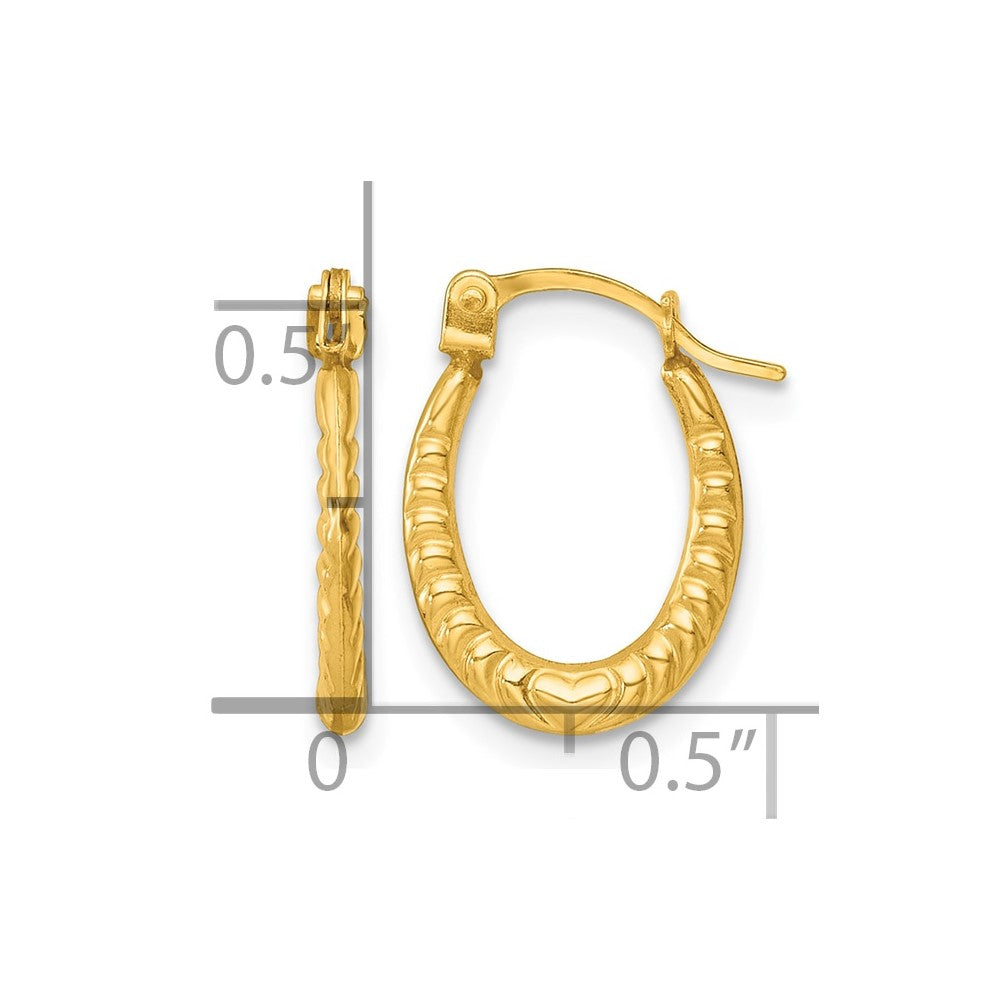 14K Gelbgold Poliert Herz Oval Creolen