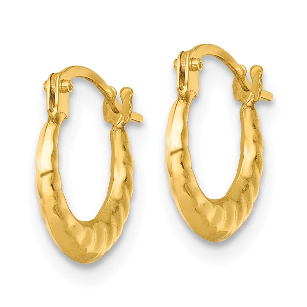 14K Gelbgold Poliert und Gerillt 1.5mm Creolen