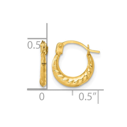 14K Gelbgold Poliert und Gerillt 1.5mm Creolen