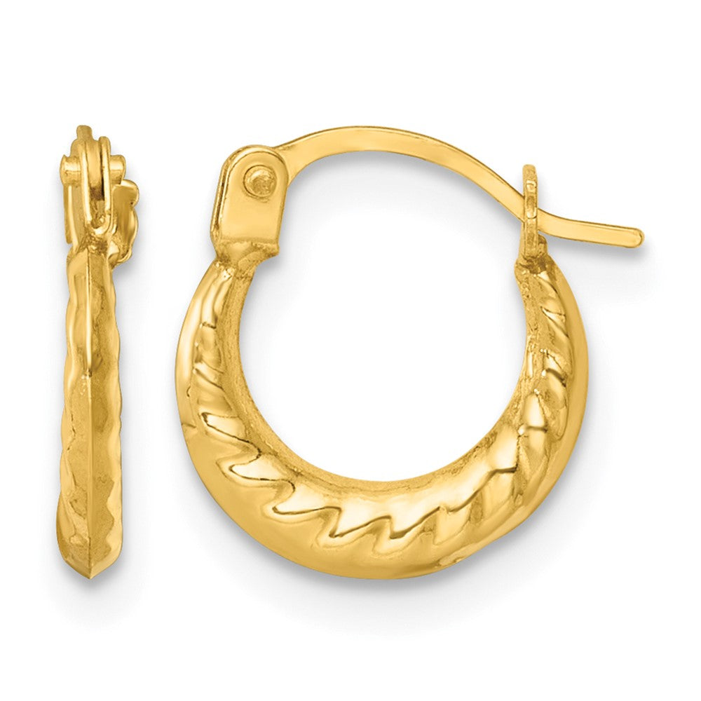 14K Gelbgold Poliert und Gerillt 1.5mm Creolen