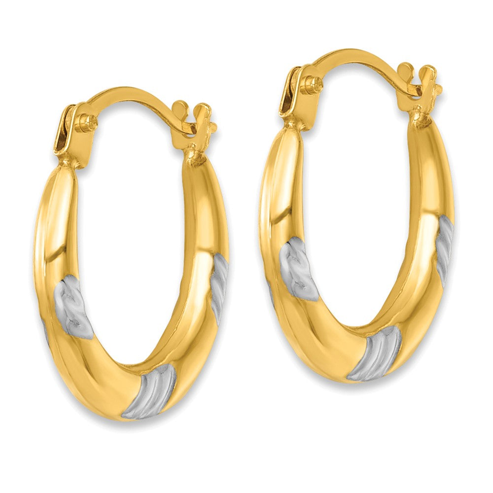 14K Gelb & Rhodium mit Weiß Rhodium Poliert 2mm Creolen