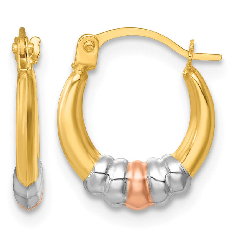 14K Gelb & Rhodium mit Rhodium und Roségold -plating Poliert Creolen