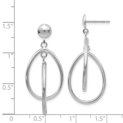 14K Weißgold Poliert Oval Hängend Ohrstecker