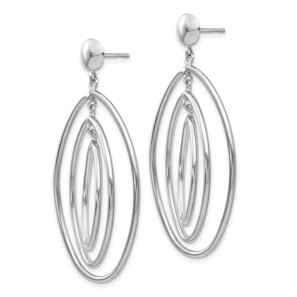 14K Weißgold Oval Kreis Hängend Ohrstecker
