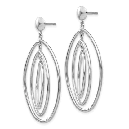 14K Weißgold Oval Kreis Hängend Ohrstecker