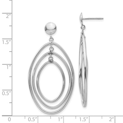 14K Weißgold Oval Kreis Hängend Ohrstecker