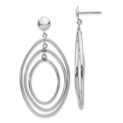 14K Weißgold Oval Kreis Hängend Ohrstecker