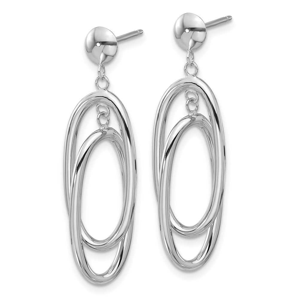 14K Weißgold Doppelt Oval Hängend Ohrstecker
