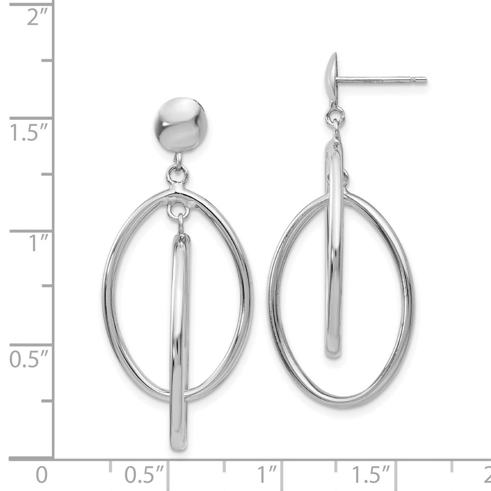 14K Weißgold Doppelt Oval Hängend Ohrstecker