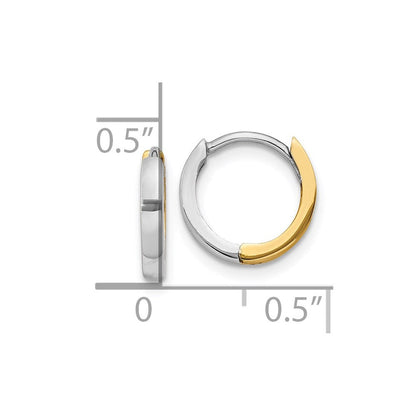 14K Bicolor 1.5mm Rund Klappbar Creolen
