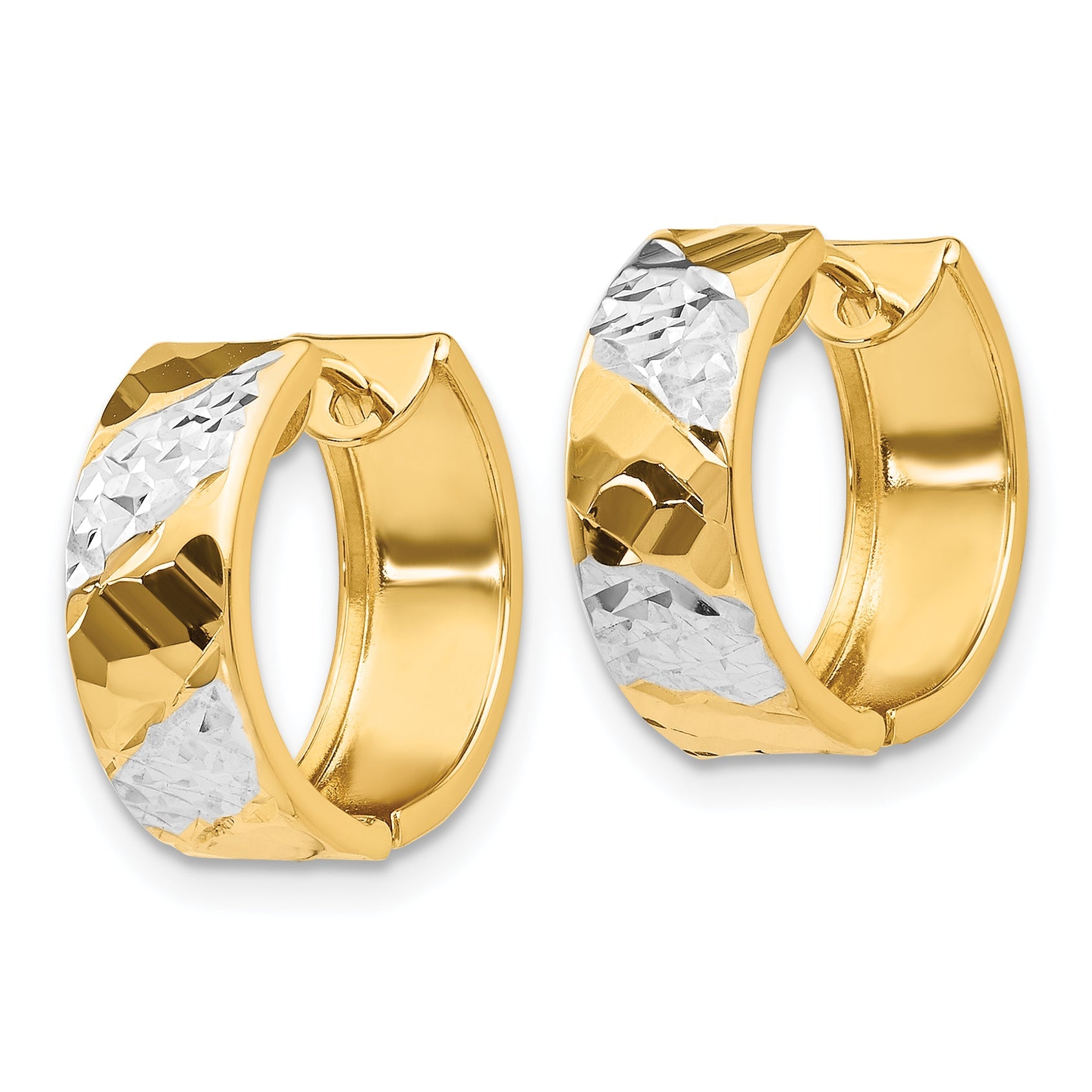 14K Gelb & Rhodium 5mm Diamantiert Creolen