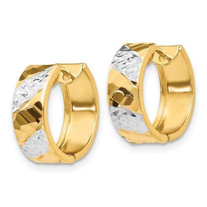 14K Gelb & Rhodium 5mm Diamantiert Creolen