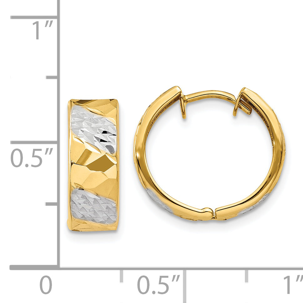 14K Gelb & Rhodium 5mm Diamantiert Creolen