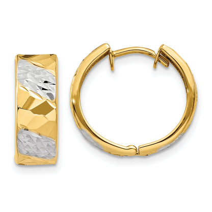 14K Gelb & Rhodium 5mm Diamantiert Creolen