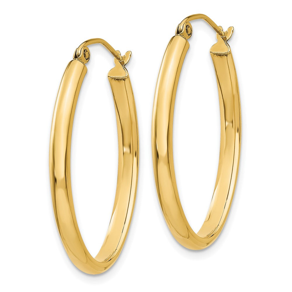 14K Gelbgold 3mm Oval Creolen
