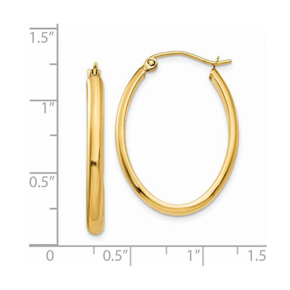14K Gelbgold 3mm Oval Creolen