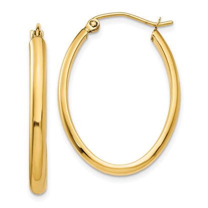 14K Gelbgold 3mm Oval Creolen