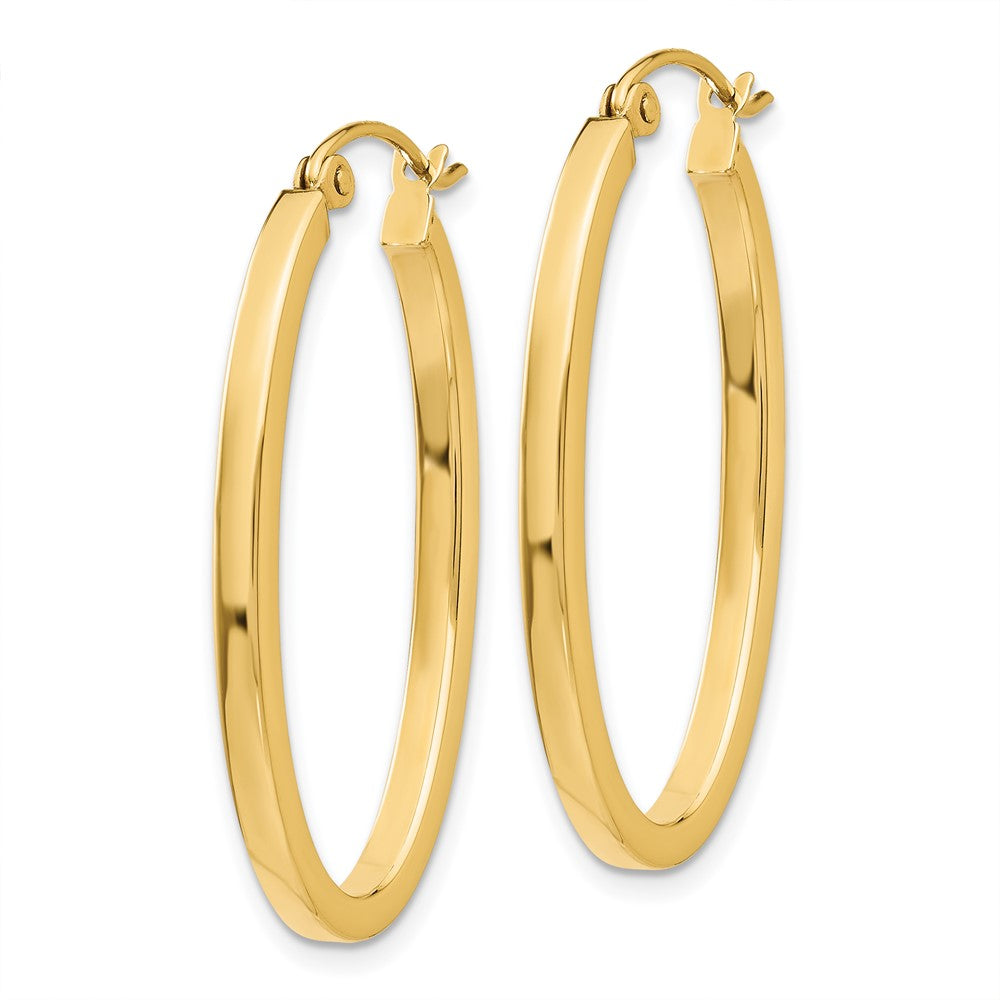 14K Gelbgold 2mm Oval Creolen