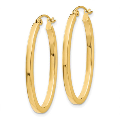 14K Gelbgold 2mm Oval Creolen