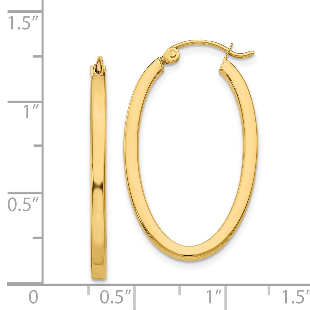 14K Gelbgold 2mm Oval Creolen