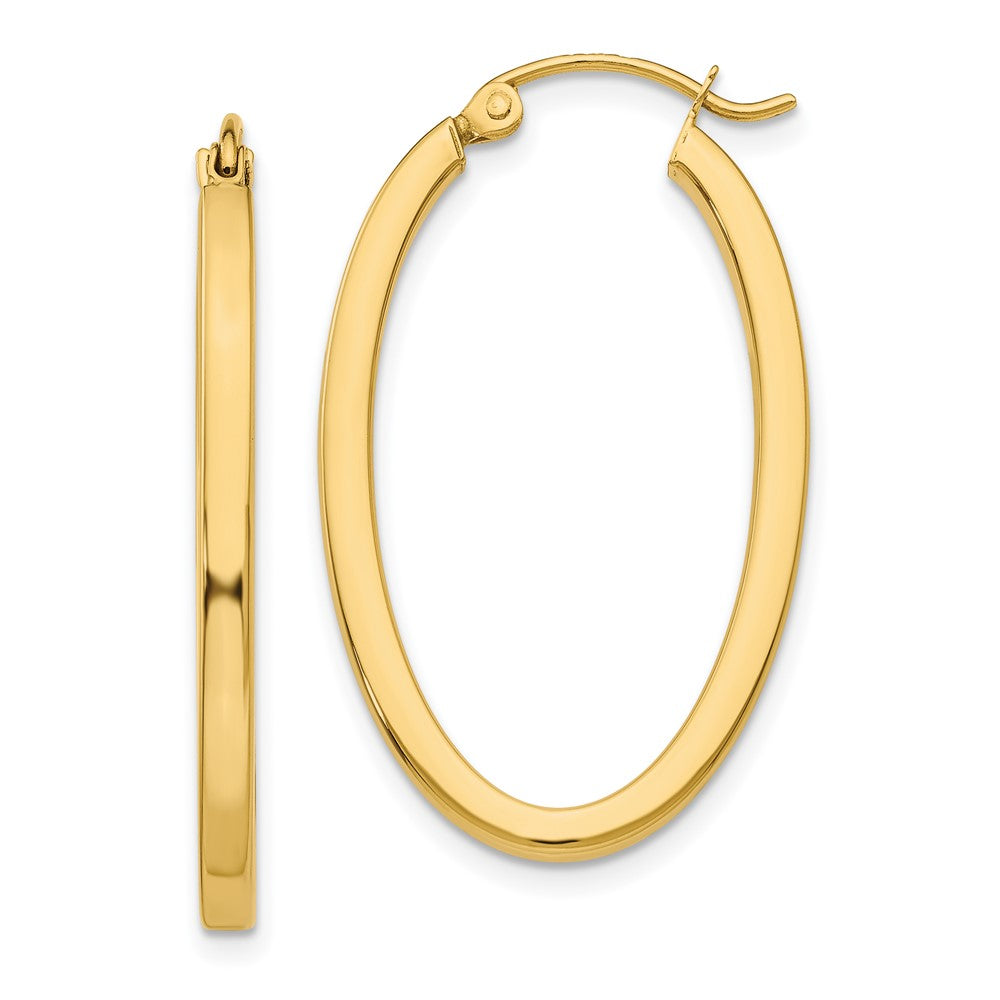 14K Gelbgold 2mm Oval Creolen